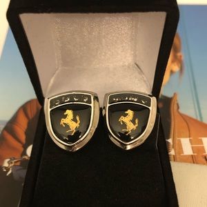 NWOT Ferrari French Silver/Gold/Crystals Cufflinks